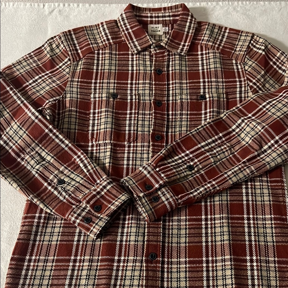 Huckberry Red and White Plaid Casual Shirt
